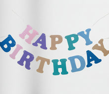 Load image into Gallery viewer, Pastel Rainbow Felt Happy Birthday Garland Banner – Sturdy Laser-Cut Letters, Handmade Party Decoration for Kids & Adults