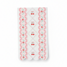 Load image into Gallery viewer, Cherry scalloped luncheon napkins with floral accents – 13x15.75 in, pack of 16
