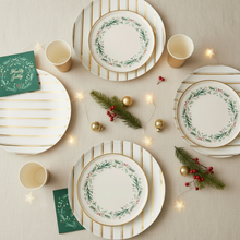 Load image into Gallery viewer, Christmas Wreath & Red Bow Dessert Plates 8” (8 Pack)