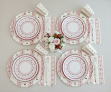 Load image into Gallery viewer, Cherry scalloped paper plates – pink floral 10-inch party plates