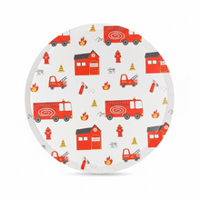 Load image into Gallery viewer, Firetruck Dessert Plates 8" (8 Pack)