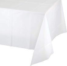 Load image into Gallery viewer, White Plastic Tablecloth: 54" x 108" Disposable Classic White Party Table Cover