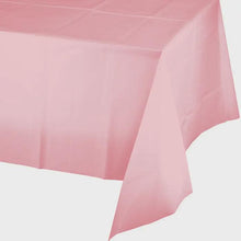 Load image into Gallery viewer, Classic Pastel Pink Plastic Tablecloth: Baby Shower Party Table Cover (54 x 108 in