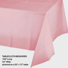 Load image into Gallery viewer, Classic Pastel Pink Plastic Tablecloth: Baby Shower Party Table Cover (54 x 108 in