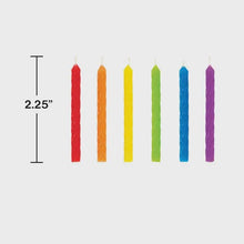 Load image into Gallery viewer, Rainbow Spiral Birthday Candles 24ct Colorful Cake Candles for Kids Parties, Birthdays and Celebrations