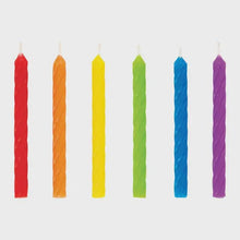 Load image into Gallery viewer, Rainbow Spiral Birthday Candles 24ct Colorful Cake Candles for Kids Parties, Birthdays and Celebrations
