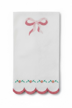 Load image into Gallery viewer, Pink bow scalloped luncheon napkins for princess and tea party