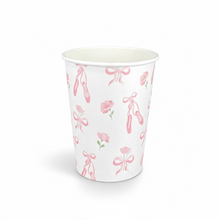 Load image into Gallery viewer, Ballerina 9oz party cups with bows and flowers for ballet birthday party