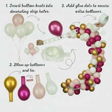 Load image into Gallery viewer, Pink Blend, White, Gold Balloon Garland Kit (50+ Pack)
