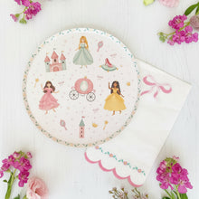 Load image into Gallery viewer, Whimsical princess party plates with pastel castle and carriage design