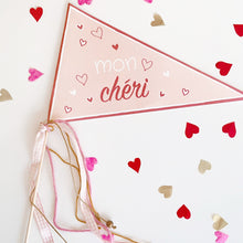 Load image into Gallery viewer, Mon Cheri Valentines Day Pennant Flag &amp; Cutout Printable - Pooka Party
