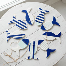 Load image into Gallery viewer, White Blue and mint Fish Garland top view in circle - Pooka Party