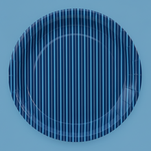Load image into Gallery viewer, Light blue and Navy Blue paper plates top view - Pooka Party