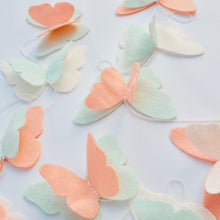Load image into Gallery viewer, Peach mint felt Butterfly fairy garland for party and room decoration - Pooka Party
