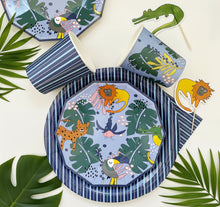Load image into Gallery viewer, Navy Blue Fine Stripes Plates (Set of 8) - Pooka Party