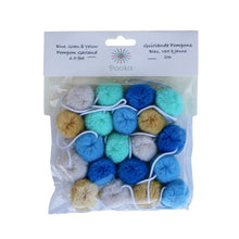 Load image into Gallery viewer, cobalt blue sea blue mint yellow white Pompom Garland  Pompom Garland package - Pooka Party
