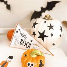 Load image into Gallery viewer, Cute Dracula Mummy Pumpkin Halloween Pennant Flag & Cutout Printables - Pooka Party