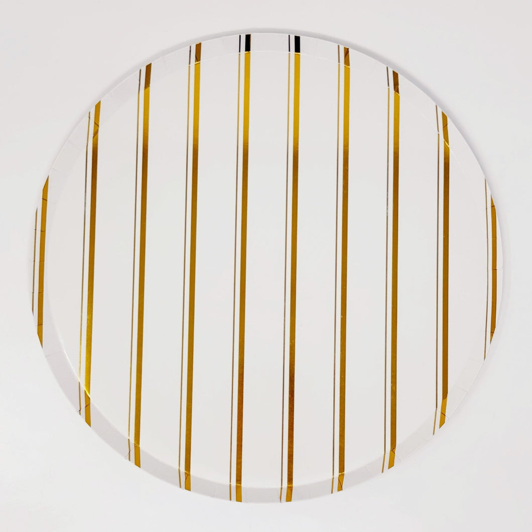 Golden Stripes Large Paper Plates 10