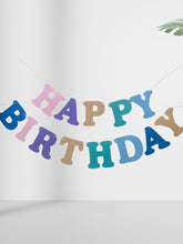 Load image into Gallery viewer, Pastel Rainbow Felt Happy Birthday Garland Banner – Sturdy Laser-Cut Letters, Handmade Party Decoration for Kids &amp; Adults
