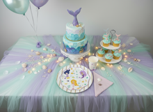 Load image into Gallery viewer, Whimsical mermaid plates for kids parties featuring sea creatures and coral
