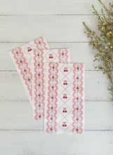 Load image into Gallery viewer, Vintage cherry and floral napkins with scalloped edges for birthdays and tea parties
