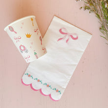 Load image into Gallery viewer, Coquette pink napkins with scalloped edges and floral details
