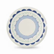 Load image into Gallery viewer, Blue coquette style paper plates with bows and floral details – 8 inch
