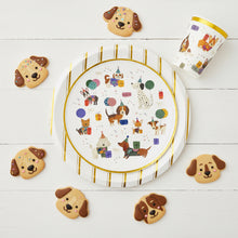 Load image into Gallery viewer, Kids puppy party supplies – blue, pink, and gold dog party plates
