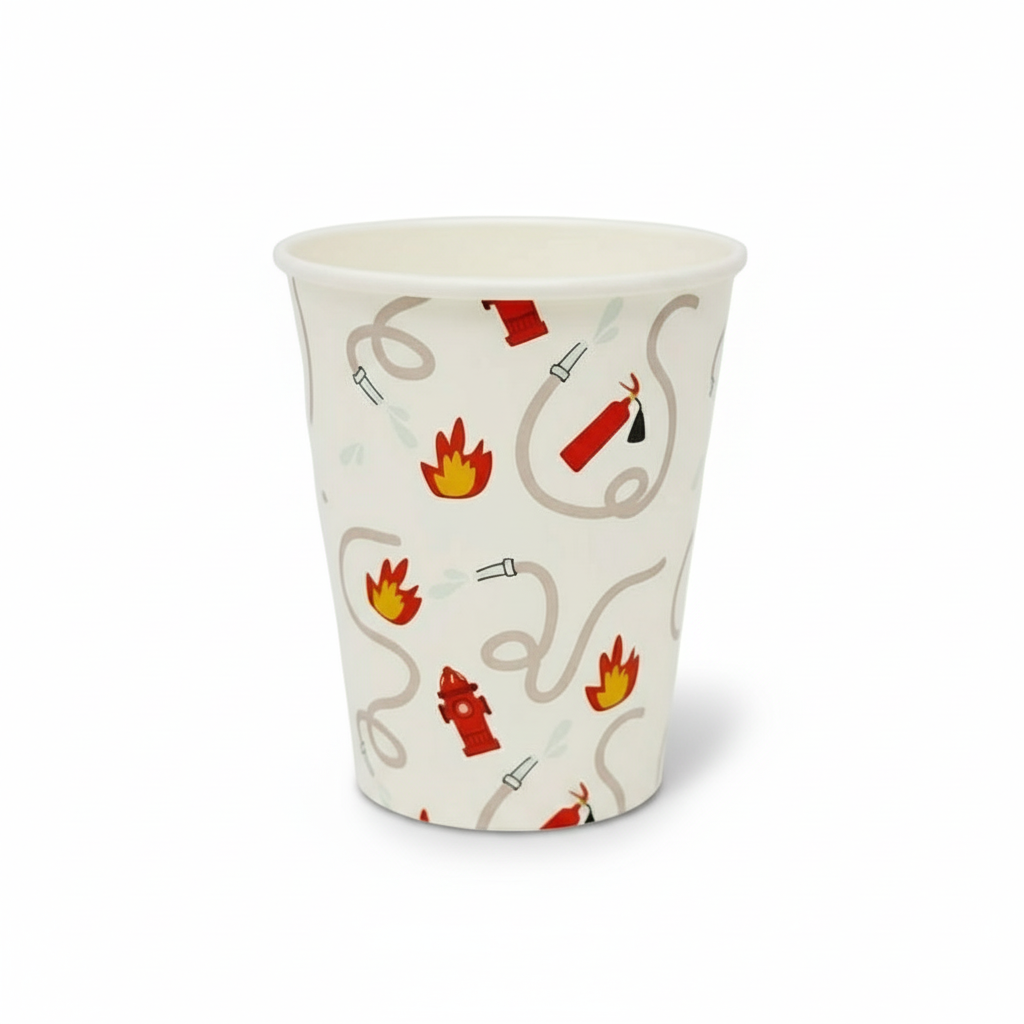 Firetruck 9oz party cups for firefighter birthday party