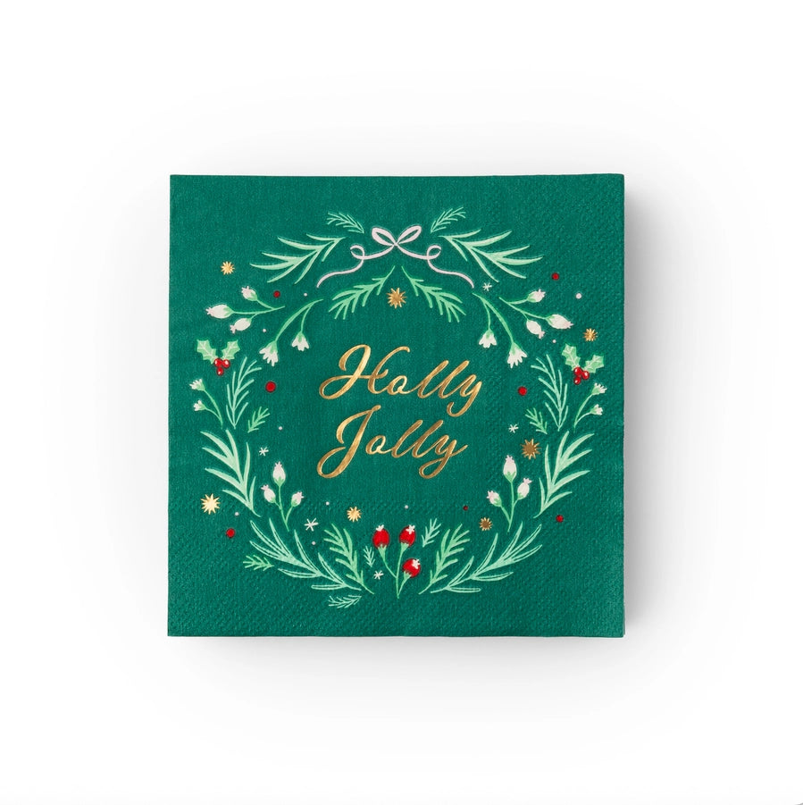 Holly Jolly Christmas Cocktail Napkins (Set of 20)