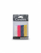 Load image into Gallery viewer, Striped Birthday Candles: Multicolor Rainbow Party Cake Decorations (24ct Pack)
