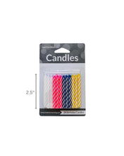 Load image into Gallery viewer, Striped Birthday Candles: Multicolor Rainbow Party Cake Decorations (24ct Pack)
