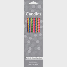 Load image into Gallery viewer, Striped Birthday Long Candles 20ct  Bright Colorful Cake Candles for Parties, Celebrations and Cupcakes

