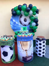 Load image into Gallery viewer, Soccer Balloon Garland Arch Kit: Green, Black &amp; White Sports Party Decor
