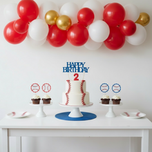 Load image into Gallery viewer, Baseball Balloon Garland Arch Kit: Red, Gold &amp; White Sports Party Decoration
