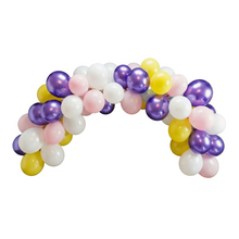 Load image into Gallery viewer, mermaid unicorn balloon garland kit in pink yellow white and purple
