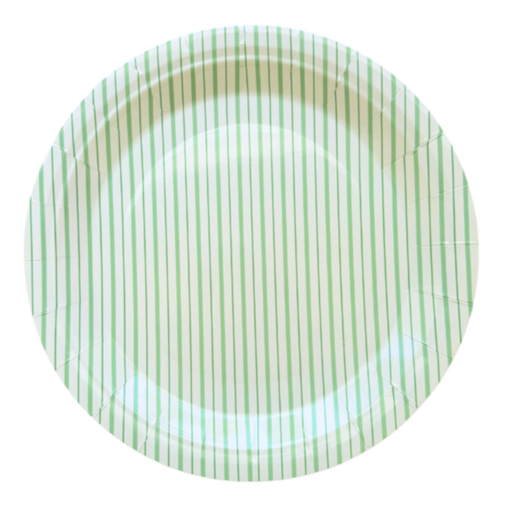 Mint Fine Stripes Plates (Set of 8)
