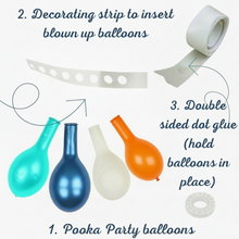 Load image into Gallery viewer, Train party balloon garland in mint blue white orange
