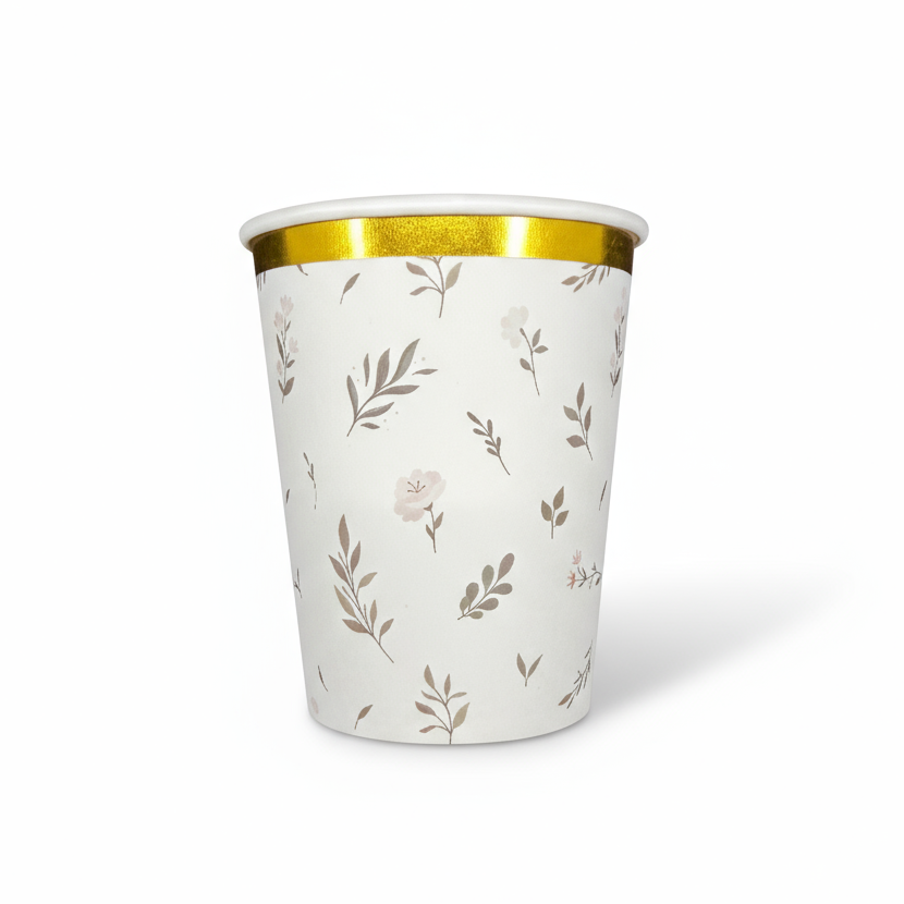 Floral Eucalyptus Paper Cups 9oz (8 Pack)