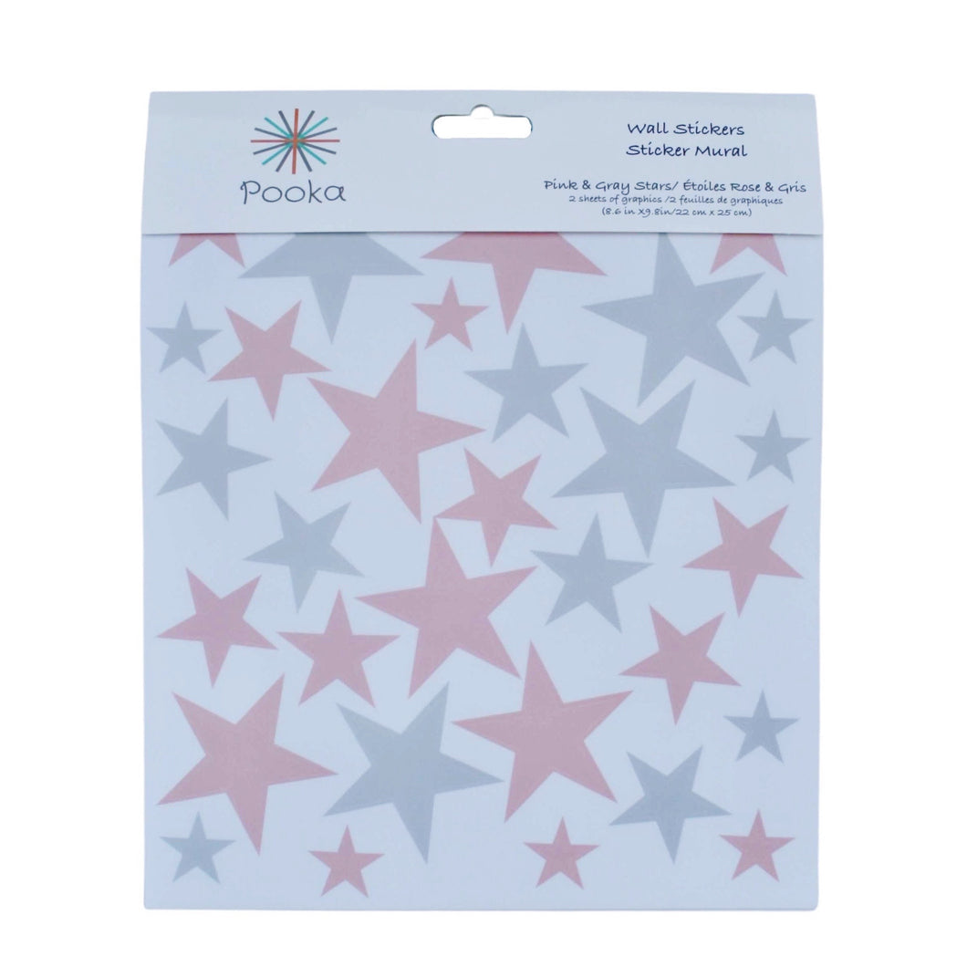 Gray and Pink Stars Wall Decal - Pooka Party