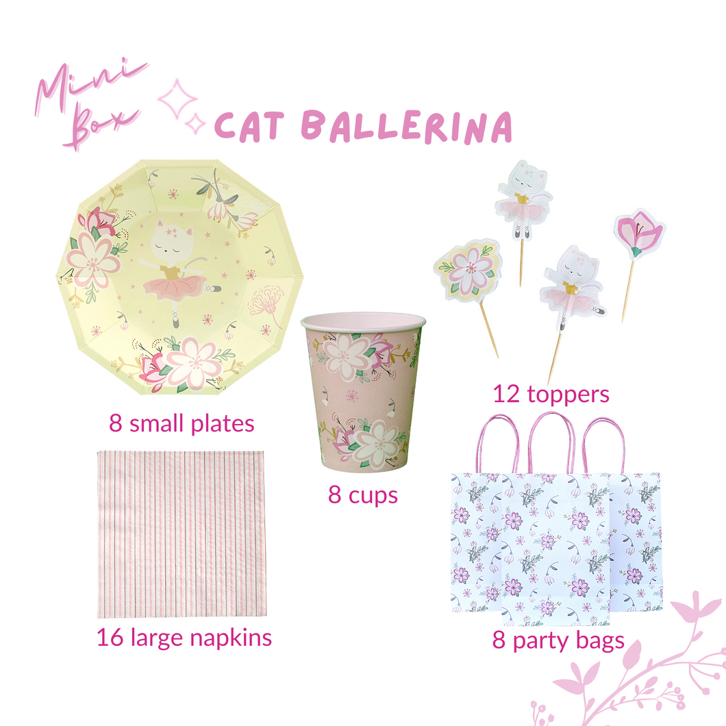 Cat Ballerina Party Supplies in a Box - Pooka Party