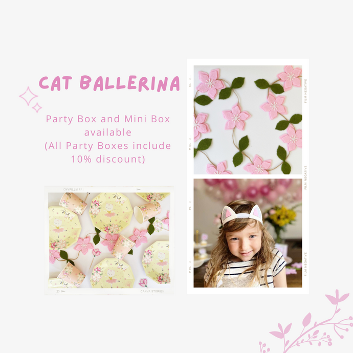 Cat Ballerina Party Supplies in a Box - Pooka Party