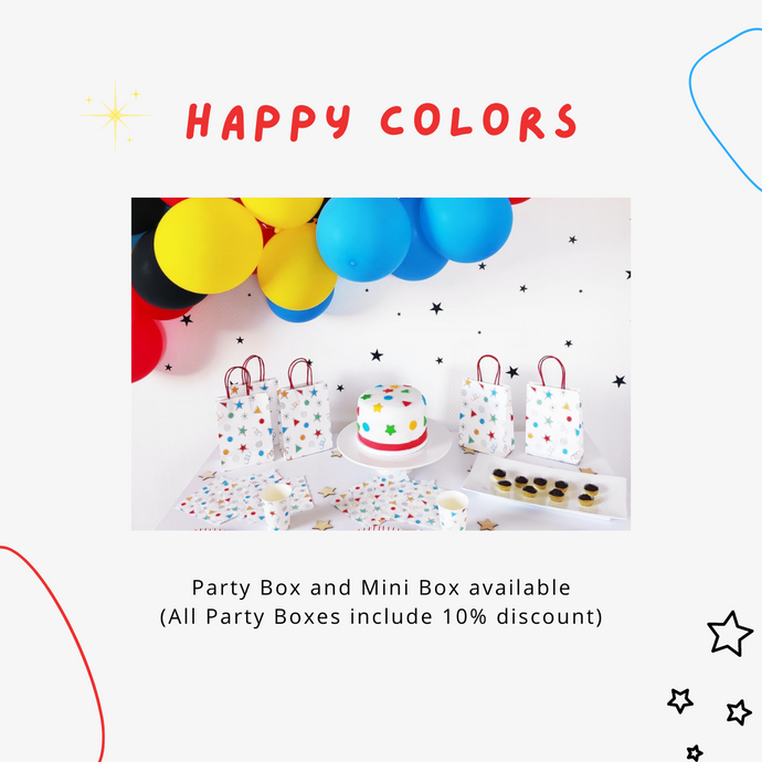 Happy Colors Party Supplies in a Box - Pooka Party