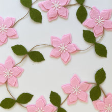 Load image into Gallery viewer, Pink flower garland with green leaves felt - Pooka Party
