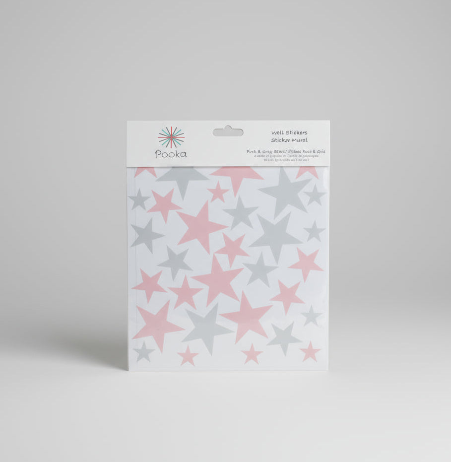 Gray and Pink Stars Wall Decal - Pooka Party